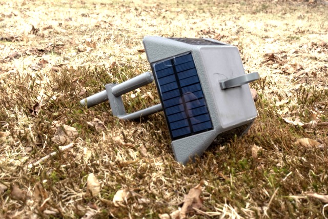 Solar Canopy Solar Mesh Relay mounted outdoors as a solar-backed MeshCore repeater.