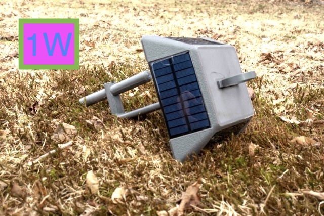 RAK 1W Solar Mesh Relay mounted outdoors as a solar-backed MeshCore repeater.